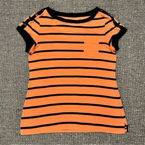 Talbots Orange & Navy Striped Short Sleeve Tee